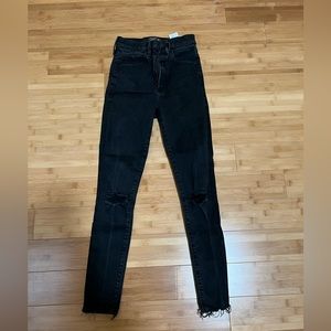 Black ultra high rise womens jeans